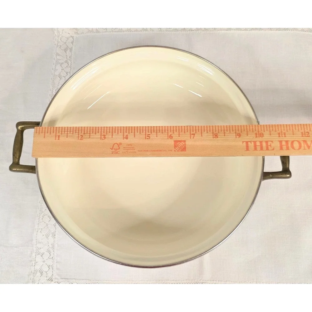 Lincoware Enamelware Fruit Harvest Dutch Oven Casserole Brass Handles 10in